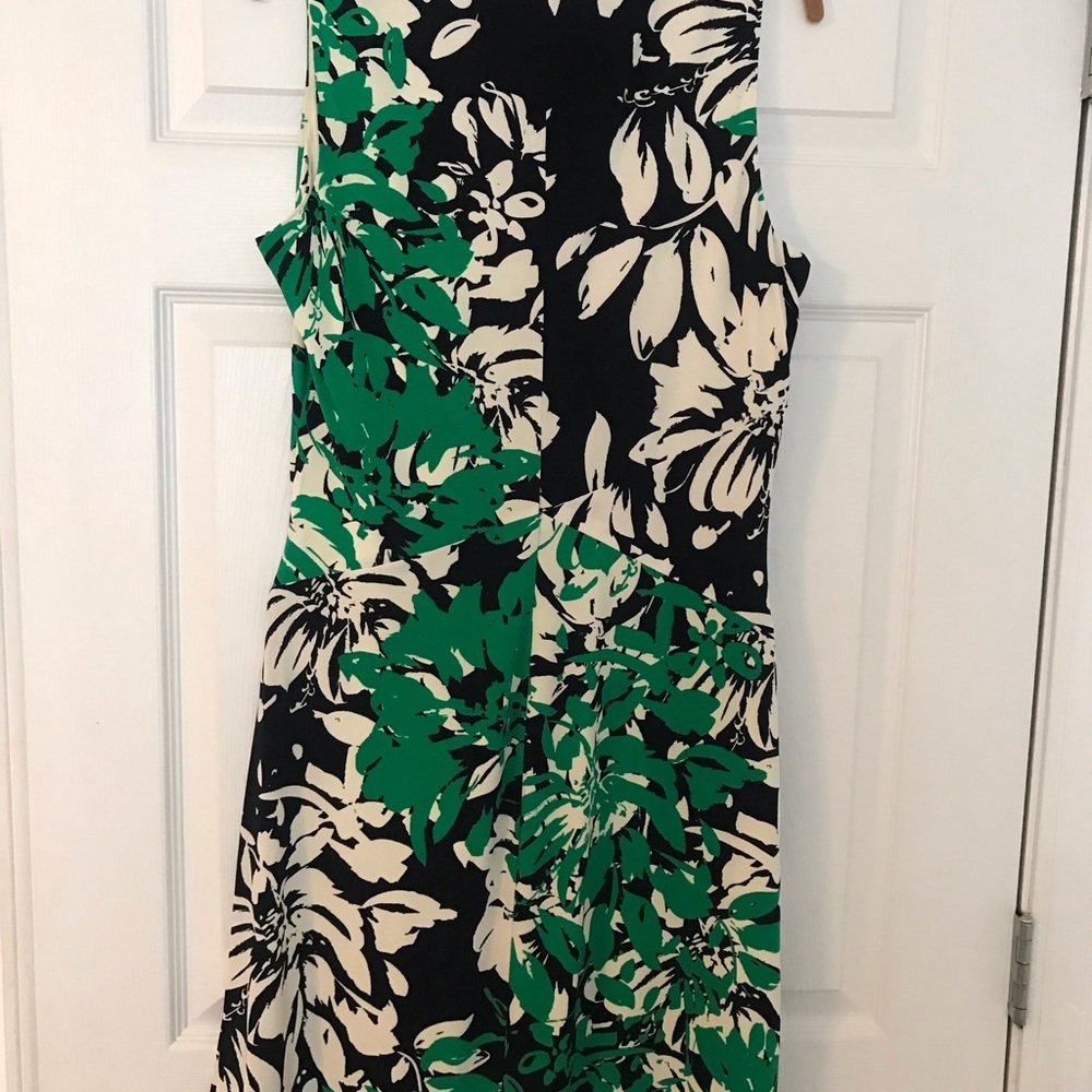 Lauren Ralph Lauren Sleeveless A-Line Dress Black/Green Womens 14 - Picture 2 of 2